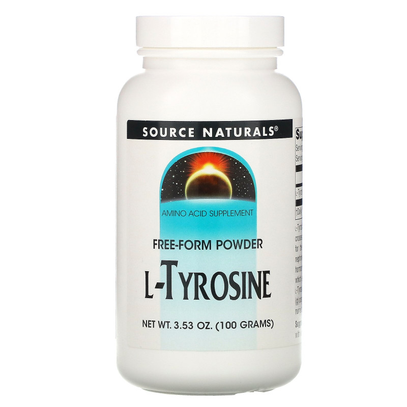 Source Naturals, L-тирозин, порошок произвольной формы, 3.53 унций (100 г)