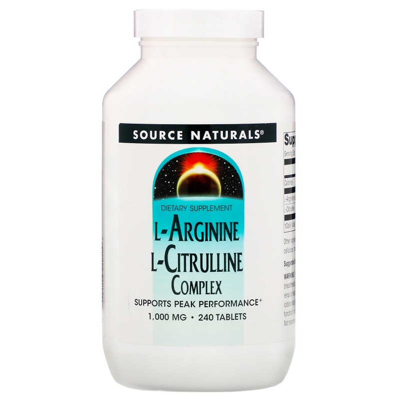 Source Naturals, Комплекс L-аргинина L-цитруллина, 1000 мг, 240 таблеток