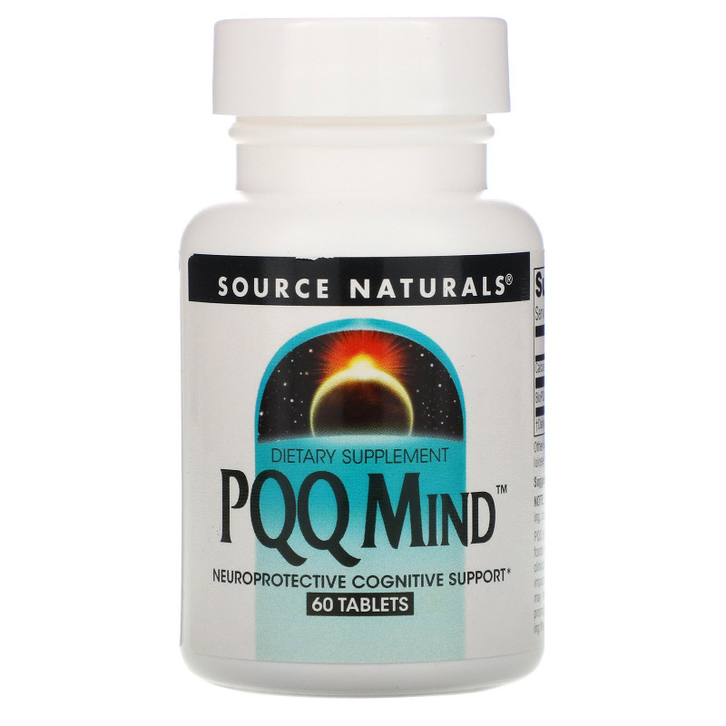 Source Naturals, PQQ для мозга, пирролохинолинхинон, метоксантин, 60 таблеток