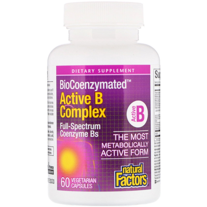 Natural Factors, BioCoenzymated, Active B Complex, 60 Vegetarian Capsules