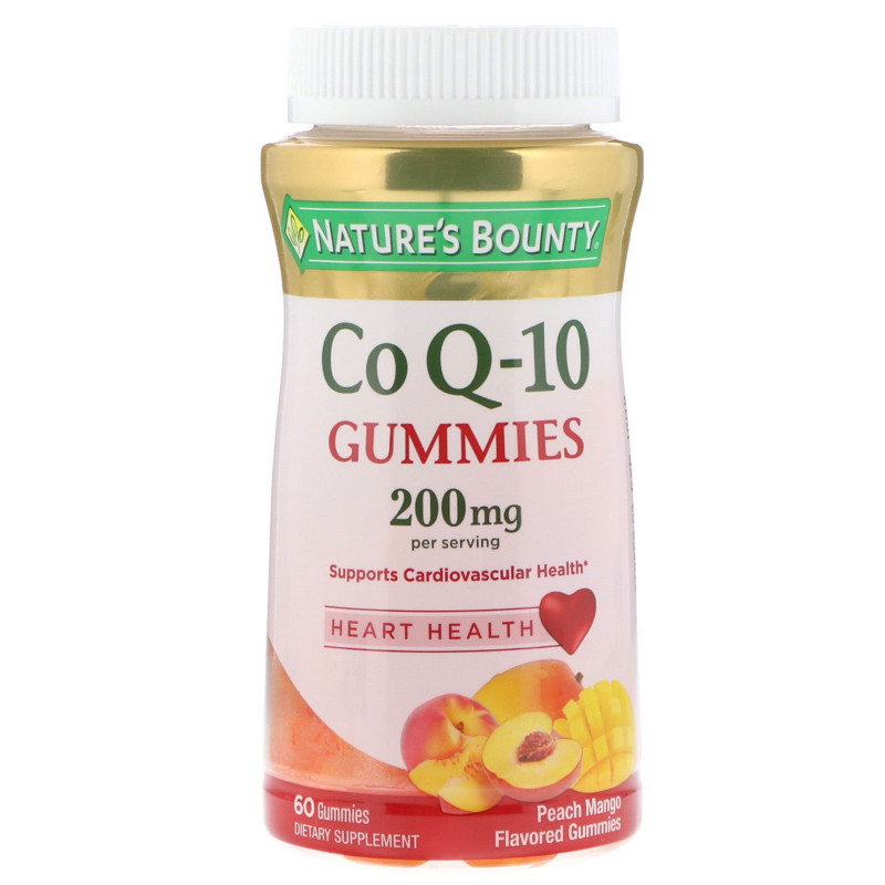 Nature's Bounty, Co Q10 Gummies, Peach Mango Flavored, 200 mg, 60 Gummies