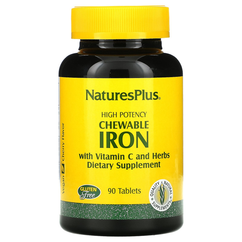 Nature's Plus, Chewable Iron, Cherry Flavor, 90 Tablets