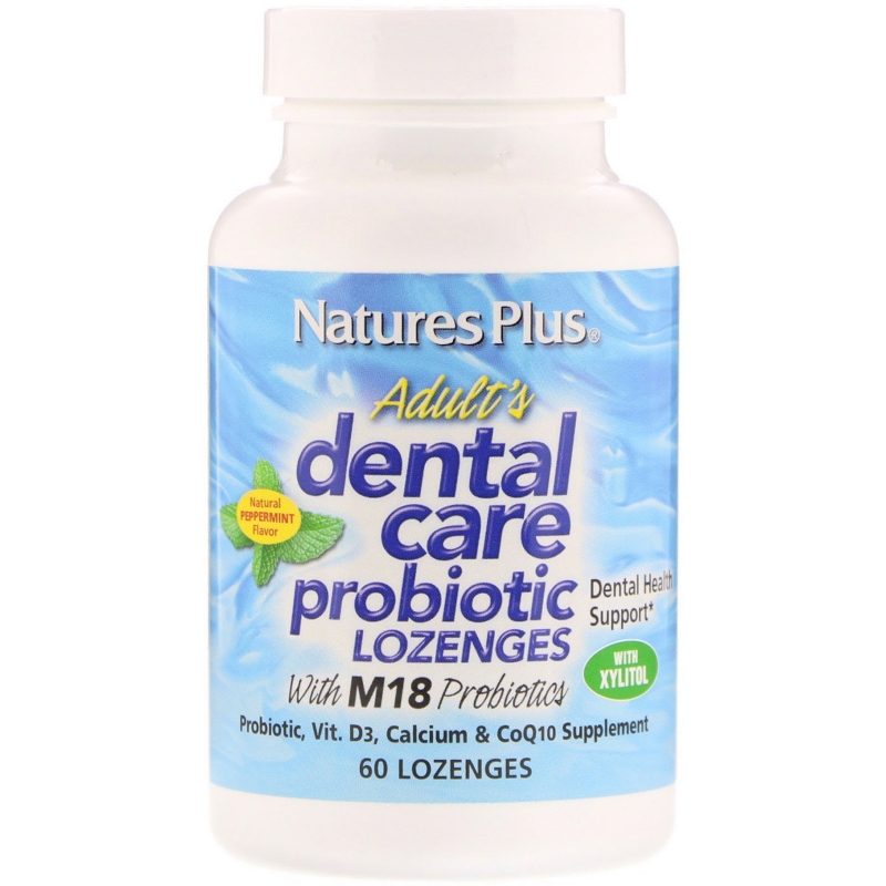 Nature's Plus, Adult's Dental Care Probiotic, Natural Peppermint Flavor, 60 Lozenges