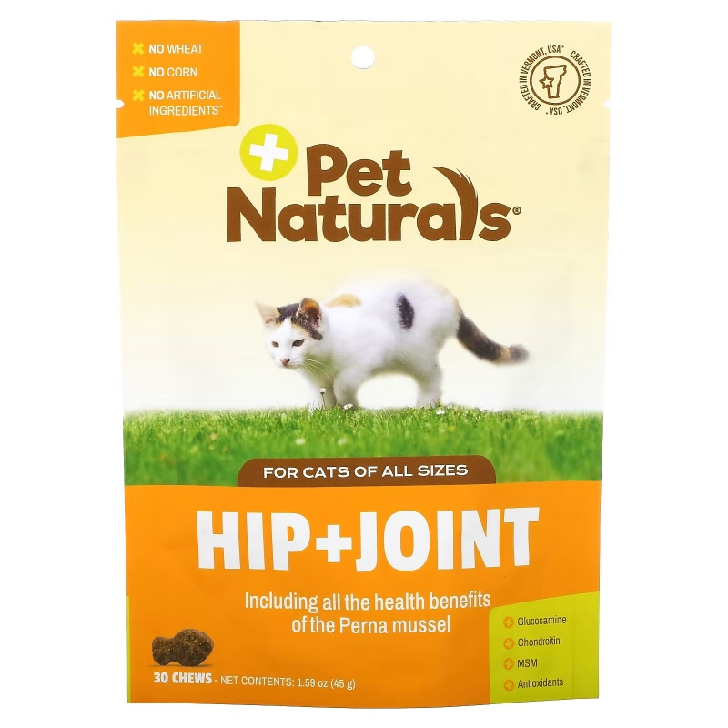 Pet Naturals, поддержка бедер и суставов, для кошек всех размеров, 30 жевательных таблеток, 45 г (1,59 унции)