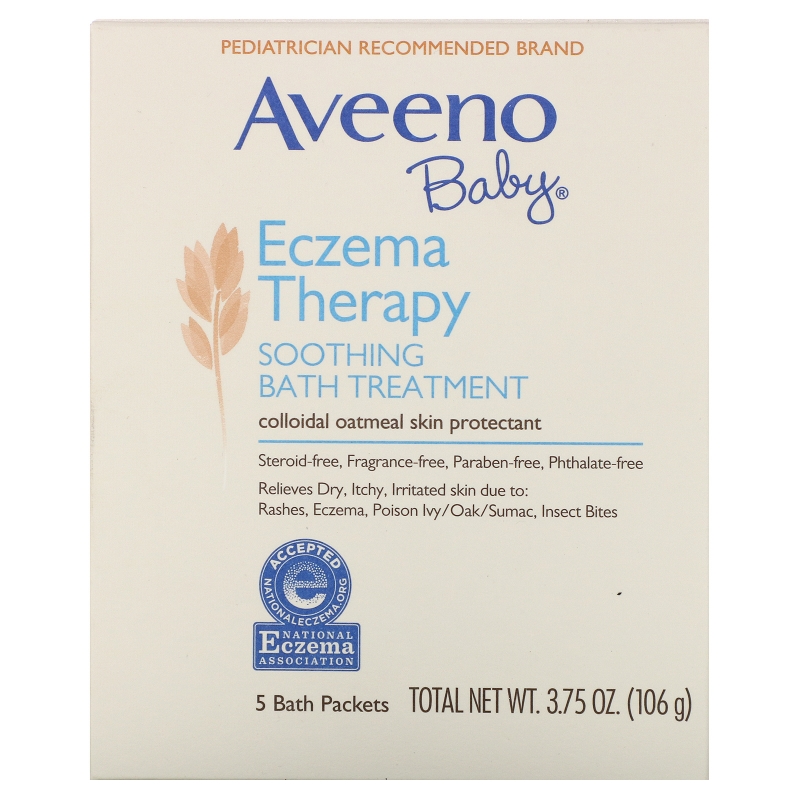 Aveeno Для детей лечение экземы успокаивающая ванна без запаха 5 пакетов для ванны 3.75 унций (106 г)