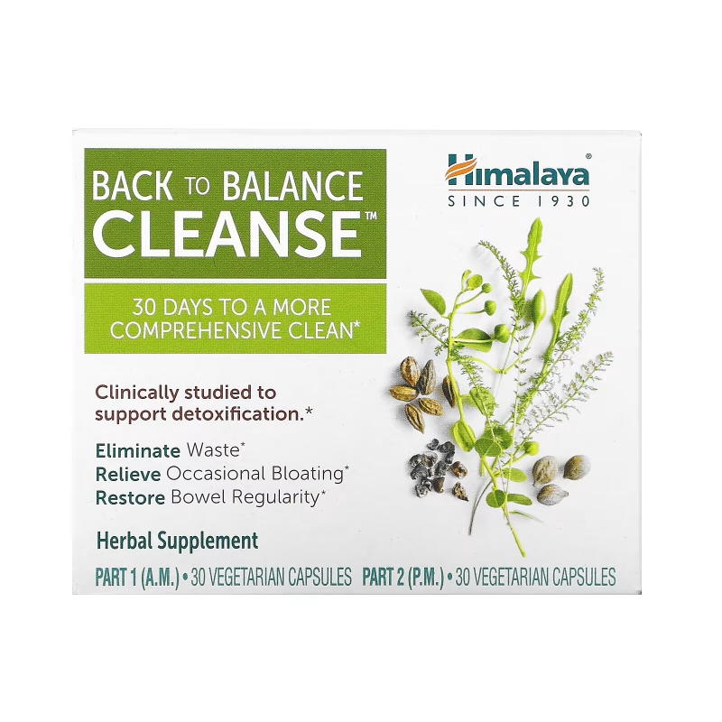 Himalaya, Back to Balance Cleanse, 2 Bottles, 30 Vegetarian Capsules Each