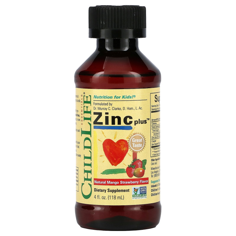 ChildLife, Essentials, Zinc Plus, Natural Mango Strawberry Flavor, 4 fl oz (118 ml)