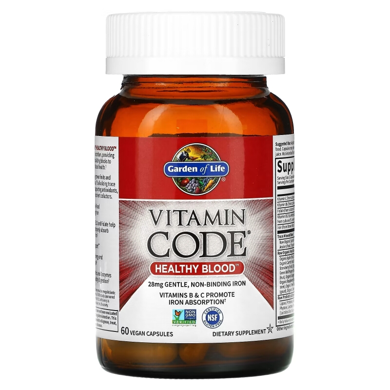 Garden of Life Vitamin Code Здоровая кровь 60 веганских капсул