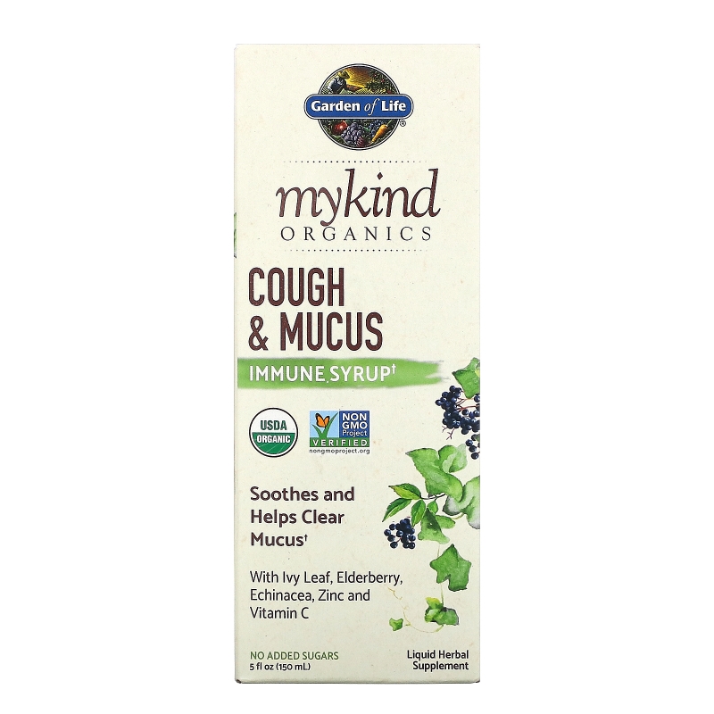 Garden of Life, MyKind Organics, Cough & Mucus Immune Syrup, 5 fl oz ( 150 ml)