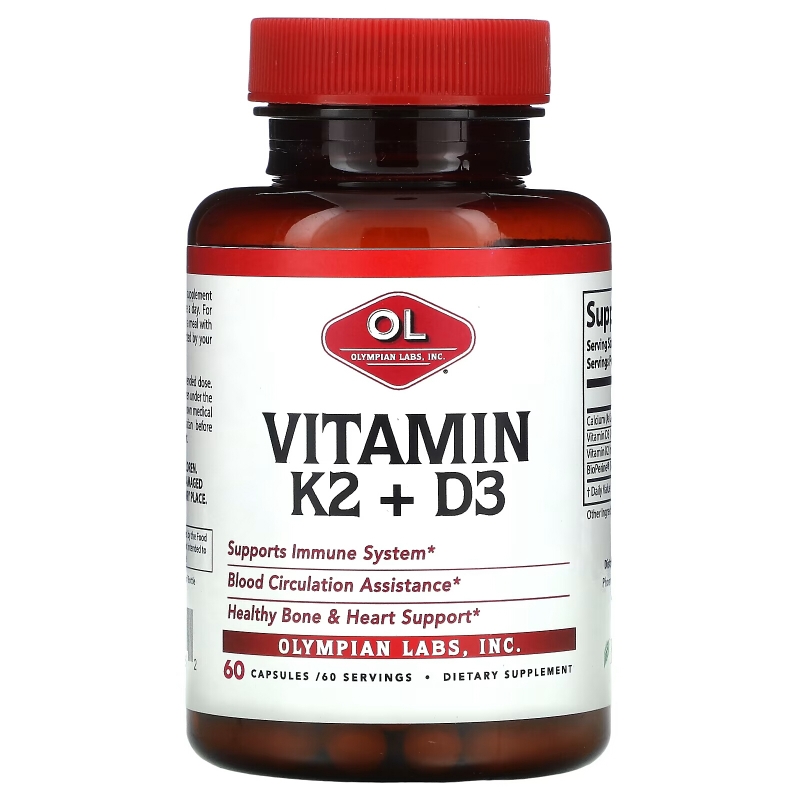 Olympian Labs, Vitamin K2 + D3, 60 Capsules