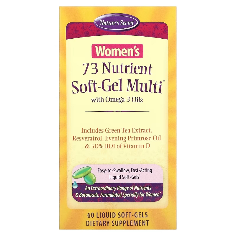 Nature's Secret, Women's 73 Nutrient Soft-Gel Multi with Omega-3 Oils, 60 Liquid Soft-Gels