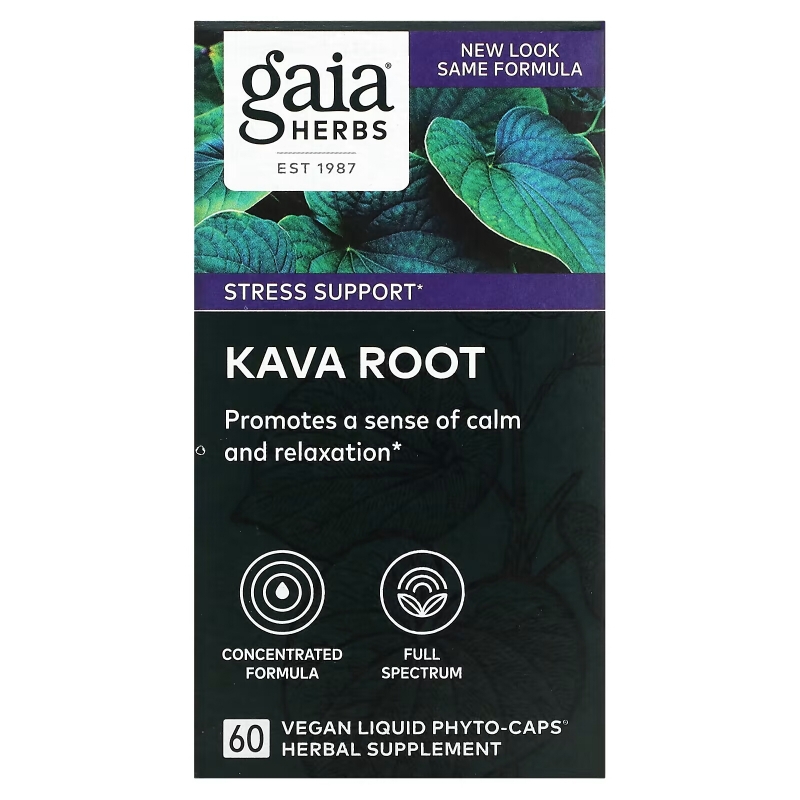 Gaia Herbs, Kava Root, 60 Vegan Liquid Phyto-Caps