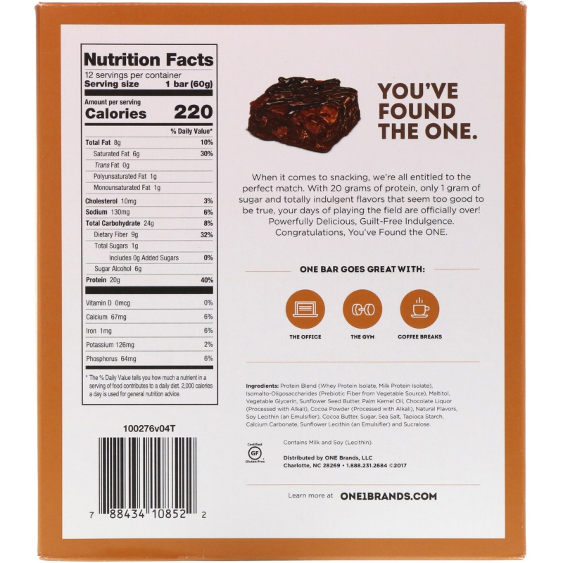 Oh Yeah! One Chocolate Brownie Flavor 12 Bars 2.12 oz (60 g) Each