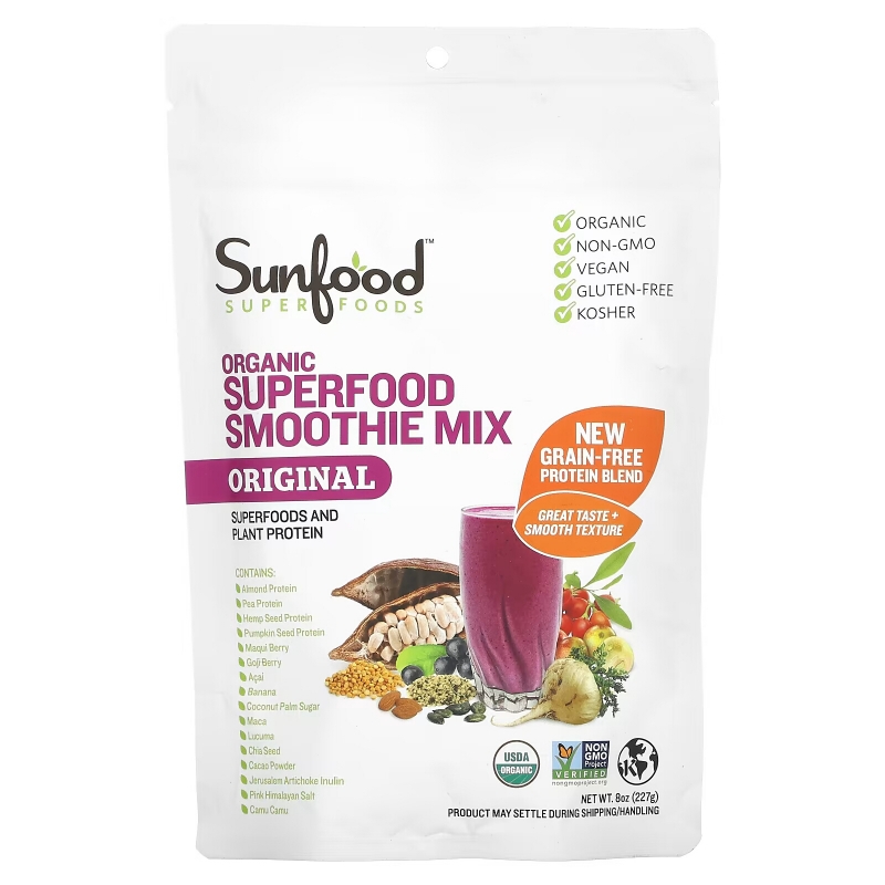 Sunfood Raw Organic Superfood Smoothie Mix 8 oz (227 g)