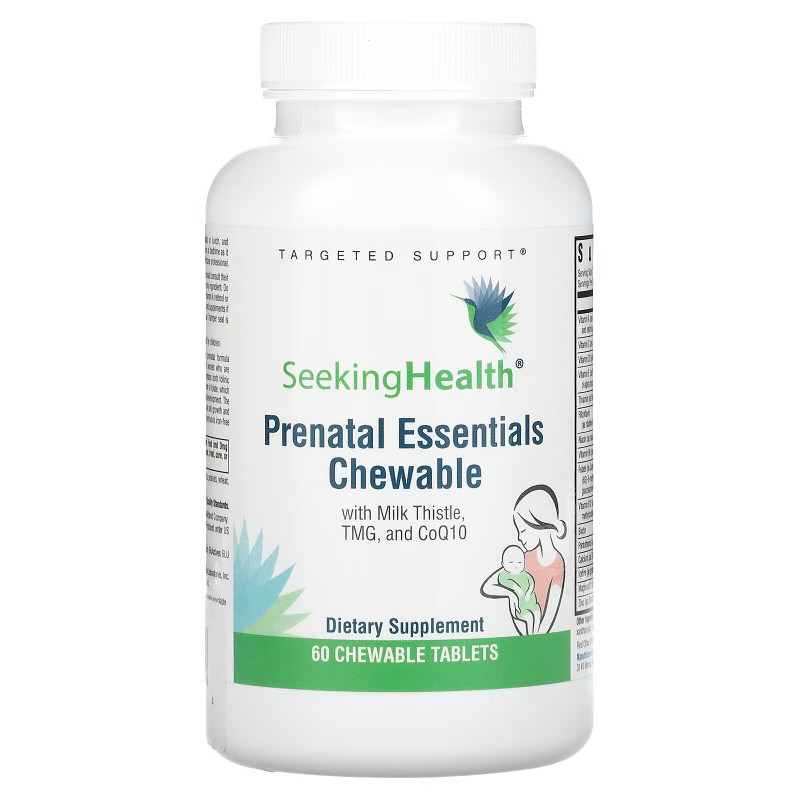 Seeking Health, Prenatal Essentials Chewable with Milk Thistle, TMG, and CoQ10, 60 Chewable Tablets