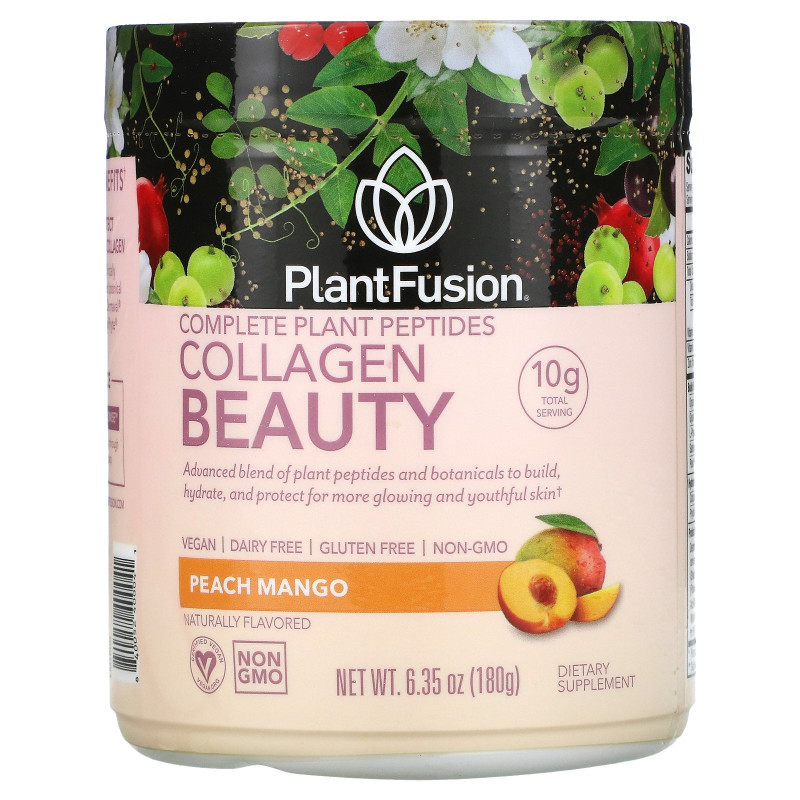 PlantFusion, Комплекс с растительными пептидами, Collagen Beauty, персик и манго, 180 г