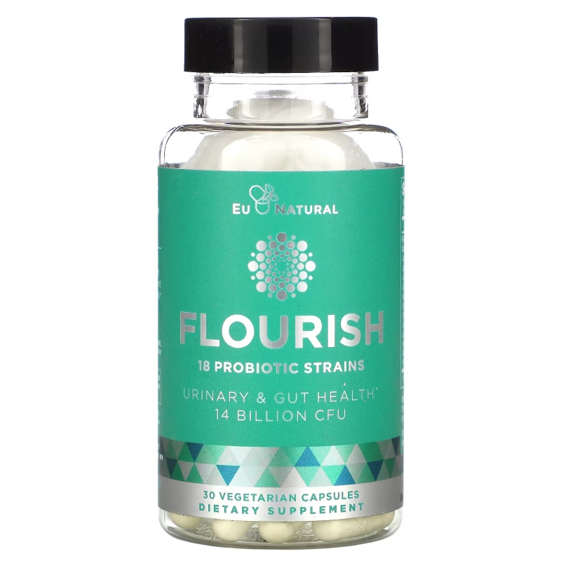 Eu Natural, FLOURISH, Probiotics Urinary & Gut Health, 14 Billion CFU, 30 Vegetarian Capsules