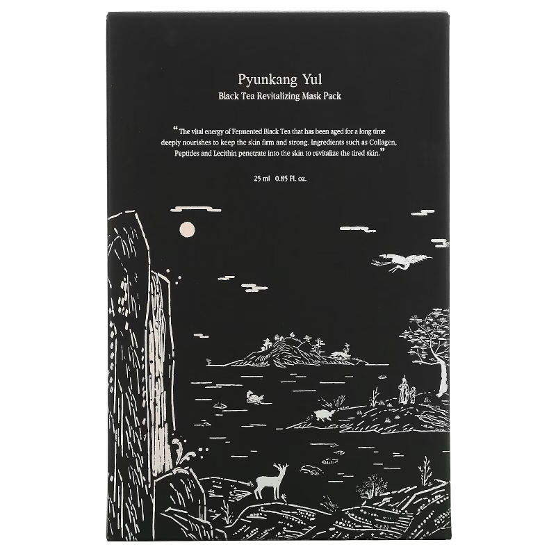 Pyunkang Yul, Восстанавливающая косметическая маска с черным чаем, 10 масок, 0,85 жидких унций (25 мл)