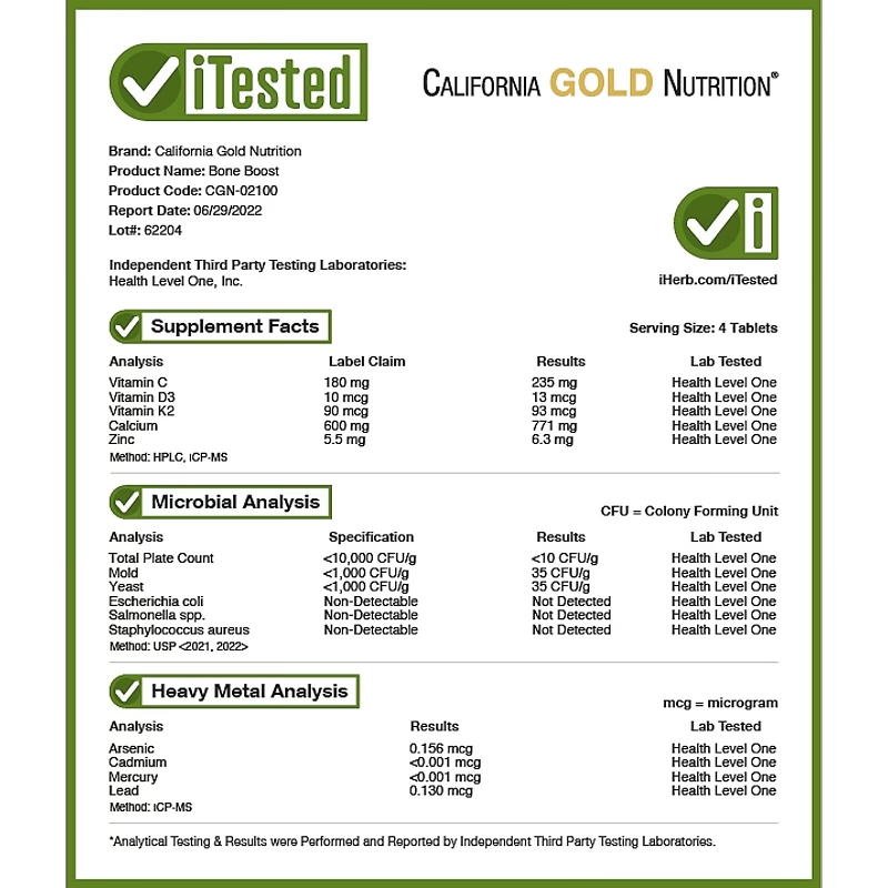 California Gold Nutrition, Bone Boost, 120 Tablets