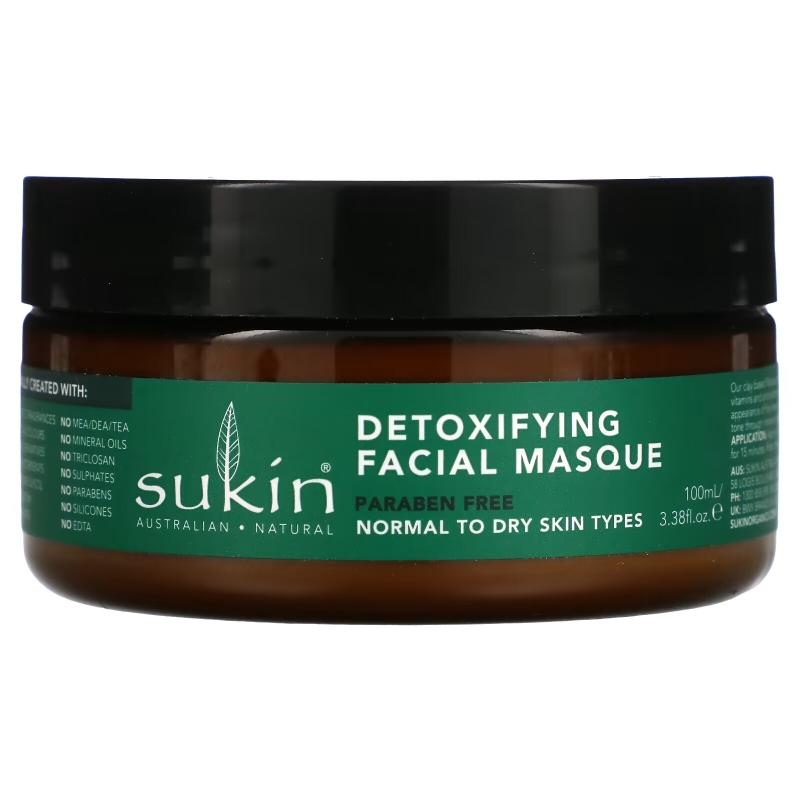 Sukin, Super Greens, Detoxifying Clay Masque, 3.38 fl oz (100 ml)